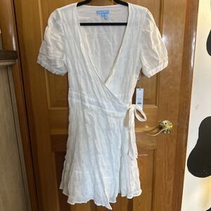 DRAPER JAMES RSVP Puff Sleeve Dress, White NWT